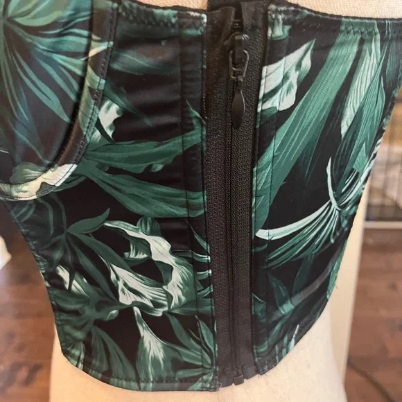 NWOT Victoria's Secret Very Sexy Green Black Tropical Bustier Rhinestone Straps - Picture 5 of 15
